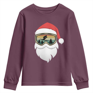 Funny Ski Christmas Winter Sport Skiing Santa Hat Youth Sweatshirt TS11 Maroon Print Your Wear