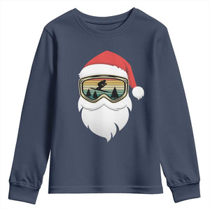 Funny Ski Christmas Winter Sport Skiing Santa Hat Youth Sweatshirt TS11 Navy Print Your Wear
