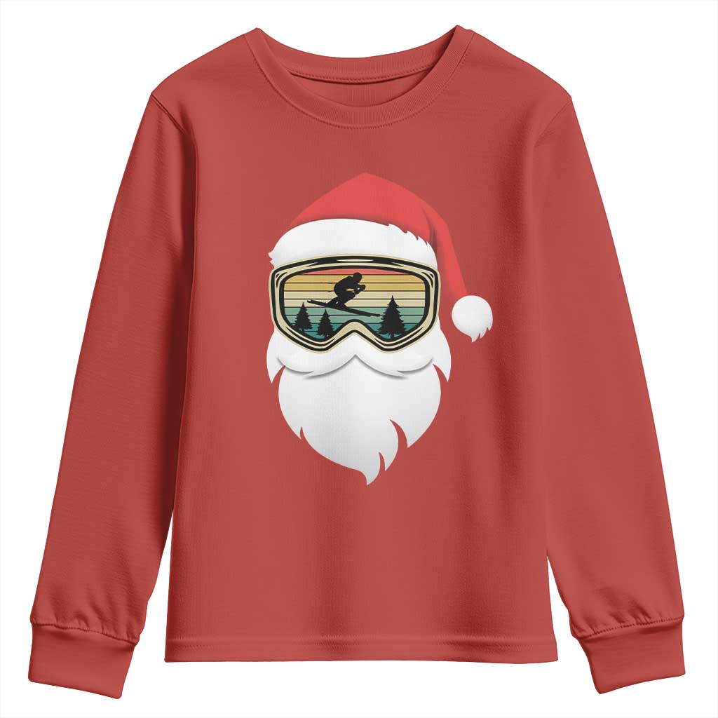 Funny Ski Christmas Winter Sport Skiing Santa Hat Youth Sweatshirt TS11 Red Print Your Wear