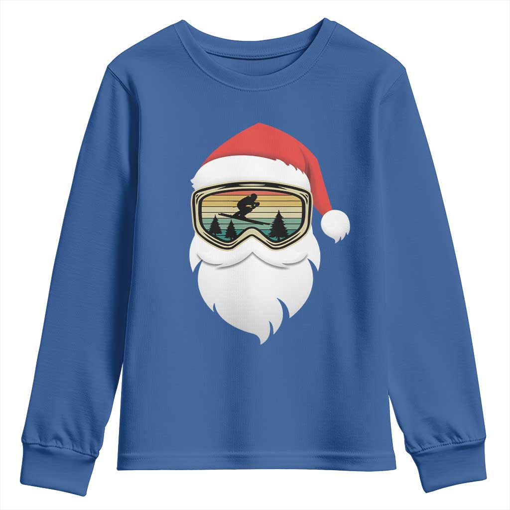 Funny Ski Christmas Winter Sport Skiing Santa Hat Youth Sweatshirt TS11 Royal Blue Print Your Wear