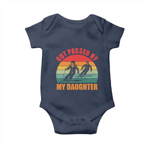 Funny Skiing Ski Dad Baby Onesie Got Passed By My Daughter Retro Vintage TS11 Navy Print Your Wear