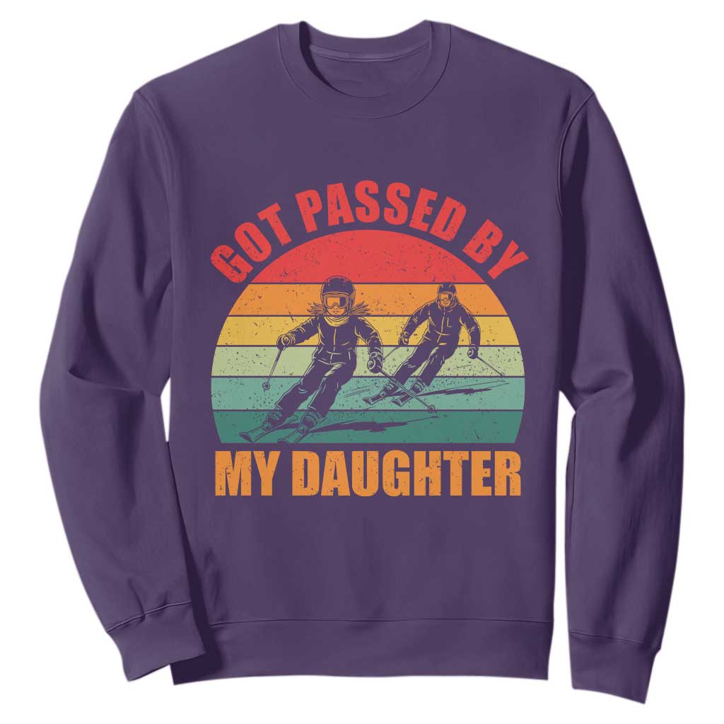 Funny Skiing Ski Dad Sweatshirt Got Passed By My Daughter Retro Vintage TS11 Purple Print Your Wear