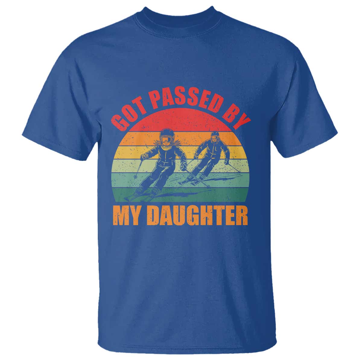 Funny Skiing Ski Dad T Shirt - Got Passed By My Daughter Retro Vintage TS11 Royal Blue Print Your Wear