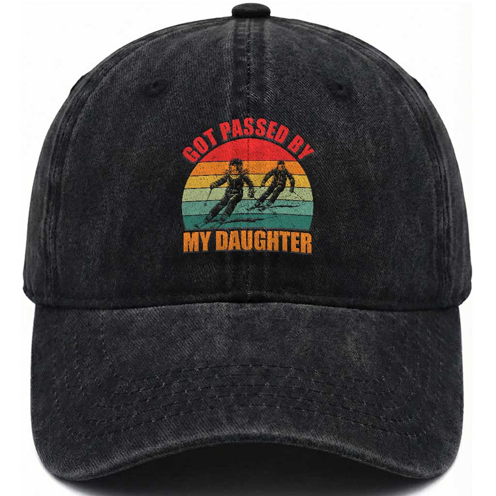 Funny Skiing Ski Dad Washed Cotton Baseball Cap Got Passed By My Daughter Retro Vintage TS11 Print Your Wear