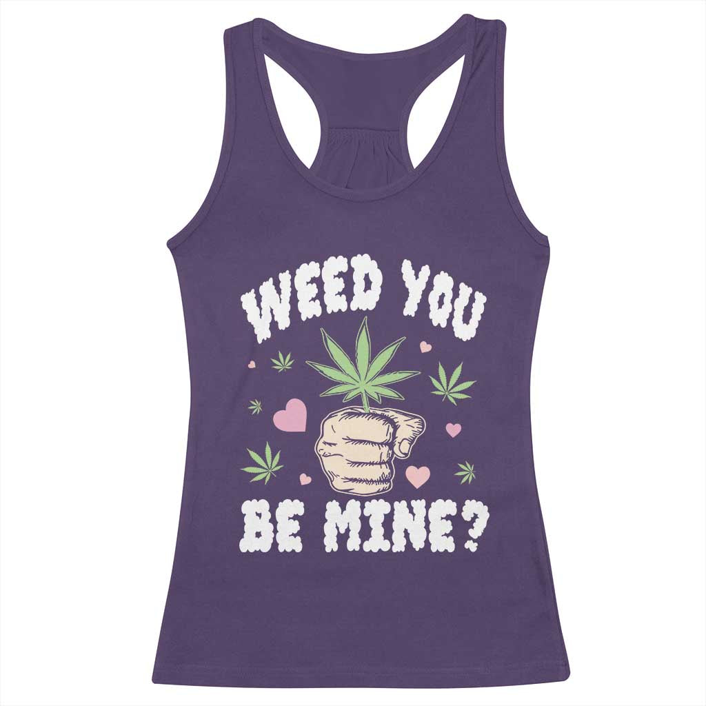 Funny Valentine's Day Weed You Be Mine Racerback Tank Top Cannabis Marijuana Hearts TS11 Purple Print Your Wear