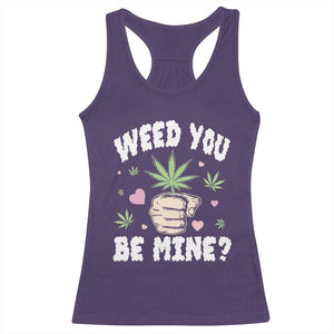 Funny Valentine's Day Weed You Be Mine Racerback Tank Top Cannabis Marijuana Hearts TS11 Purple Print Your Wear