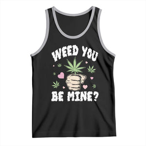 Funny Valentine's Day Weed You Be Mine Tank Top Cannabis Marijuana Hearts TS11 Black Athletic Heather Print Your Wear