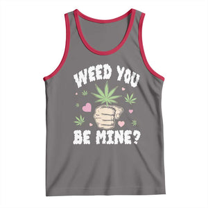 Funny Valentine's Day Weed You Be Mine Tank Top Cannabis Marijuana Hearts TS11 Deep Heather Red Print Your Wear
