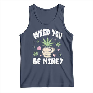Funny Valentine's Day Weed You Be Mine Tank Top Cannabis Marijuana Hearts TS11 Navy Print Your Wear