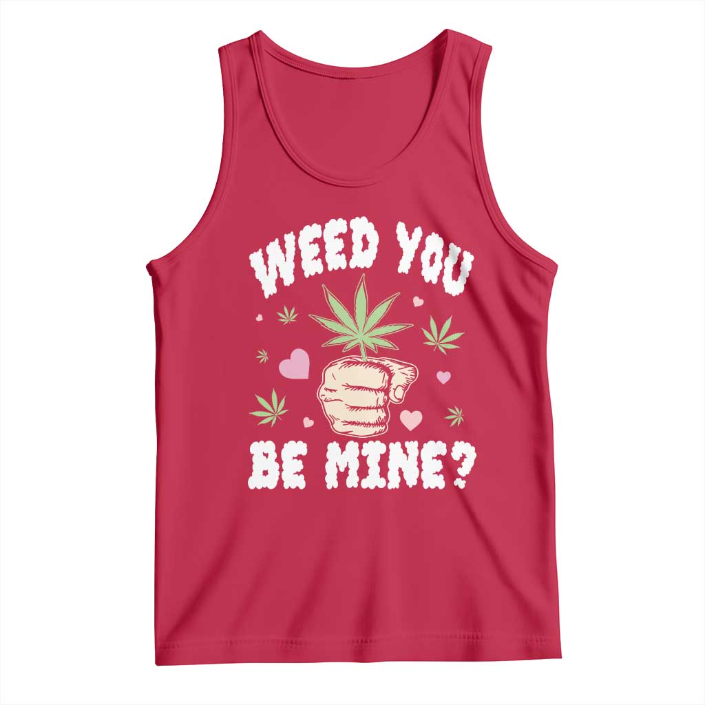 Funny Valentine's Day Weed You Be Mine Tank Top Cannabis Marijuana Hearts TS11 Red Print Your Wear