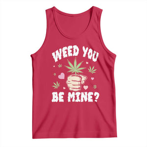 Funny Valentine's Day Weed You Be Mine Tank Top Cannabis Marijuana Hearts TS11 Red Print Your Wear