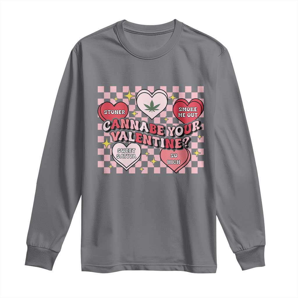 Funny Valentine's Day Weed Cannabis Marijuana Long Sleeve Shirt Cannabe Your Valentine Heart TS11 Charcoal Print Your Wear