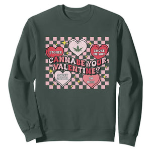 Funny Valentine's Day Weed Cannabis Marijuana Sweatshirt Cannabe Your Valentine Heart TS11 Dark Forest Green Print Your Wear