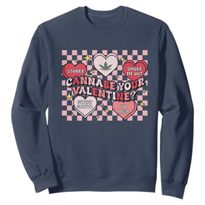 Funny Valentine's Day Weed Cannabis Marijuana Sweatshirt Cannabe Your Valentine Heart TS11 Navy Print Your Wear
