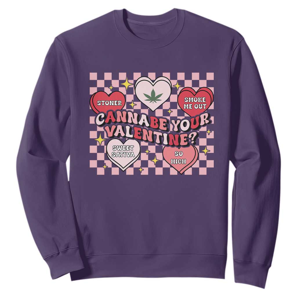 Funny Valentine's Day Weed Cannabis Marijuana Sweatshirt Cannabe Your Valentine Heart TS11 Purple Print Your Wear