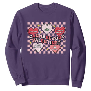 Funny Valentine's Day Weed Cannabis Marijuana Sweatshirt Cannabe Your Valentine Heart TS11 Purple Print Your Wear
