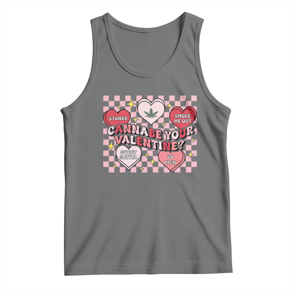 Funny Valentine's Day Weed Cannabis Marijuana Tank Top Cannabe Your Valentine Heart TS11 Black Heather Print Your Wear