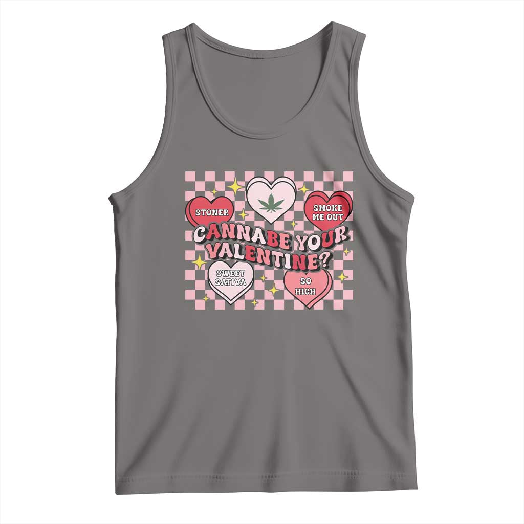 Funny Valentine's Day Weed Cannabis Marijuana Tank Top Cannabe Your Valentine Heart TS11 Deep Heather Print Your Wear
