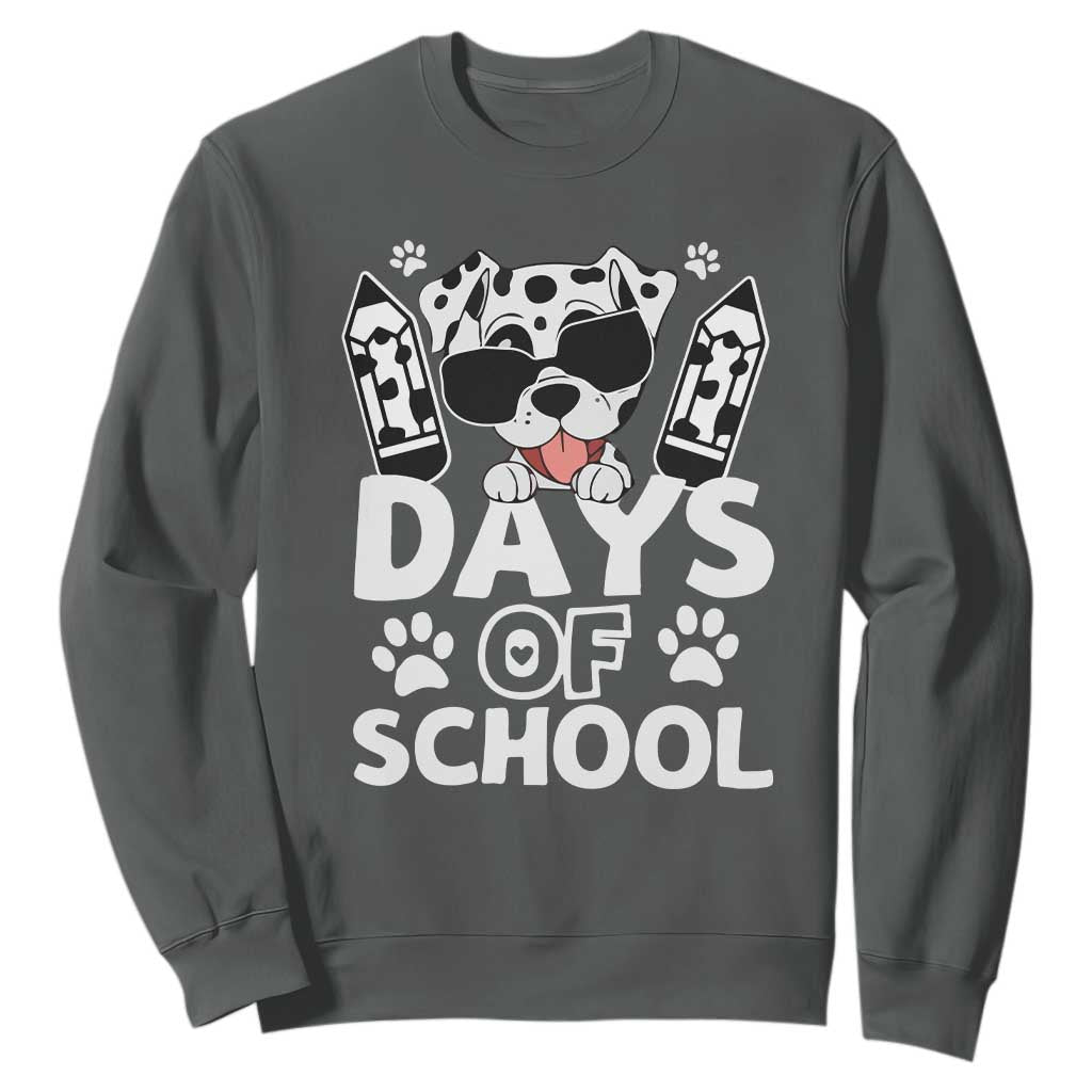 Funny 101 Days Of School Dalmatian Dog Sweatshirt 100th Day Of School TS11 Dark Heather Print Your Wear