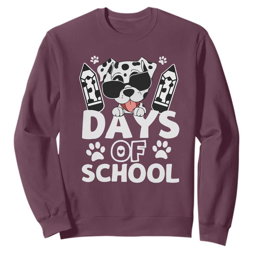 Funny 101 Days Of School Dalmatian Dog Sweatshirt 100th Day Of School TS11 Maroon Print Your Wear