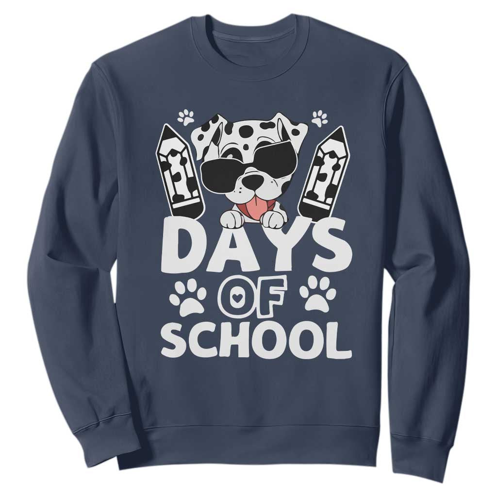 Funny 101 Days Of School Dalmatian Dog Sweatshirt 100th Day Of School TS11 Navy Print Your Wear