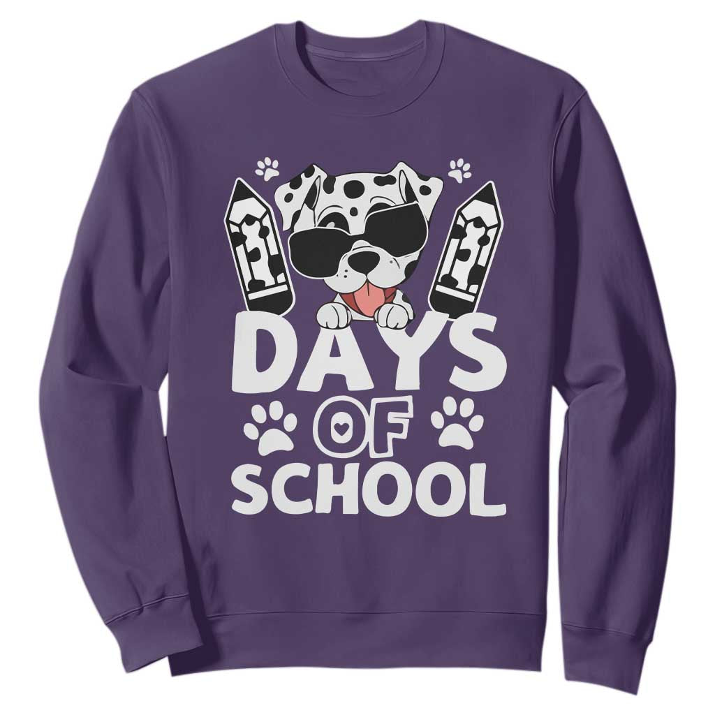 Funny 101 Days Of School Dalmatian Dog Sweatshirt 100th Day Of School TS11 Purple Print Your Wear