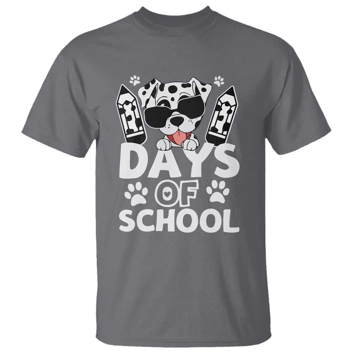 Funny 101 Days Of School Dalmatian Dog T Shirt 100th Day Of School TS11 Charcoal Print Your Wear