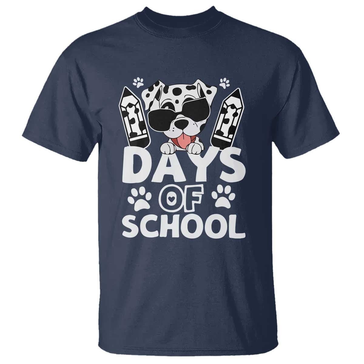 Funny 101 Days Of School Dalmatian Dog T Shirt 100th Day Of School TS11 Navy Print Your Wear