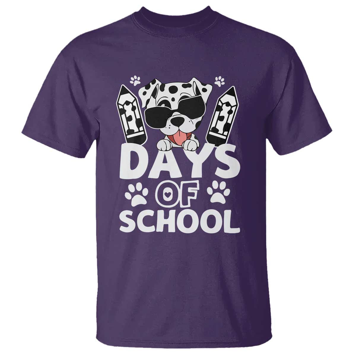 Funny 101 Days Of School Dalmatian Dog T Shirt 100th Day Of School TS11 Purple Print Your Wear