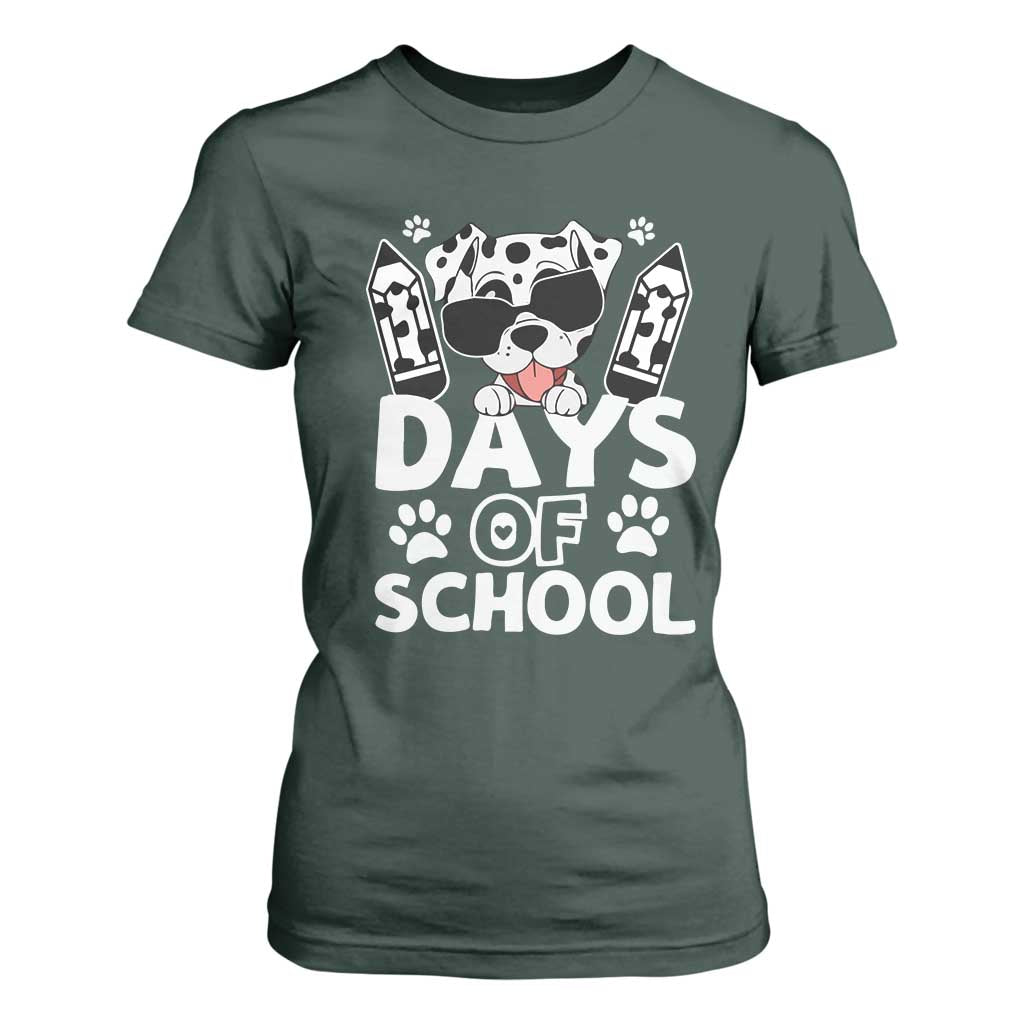 Funny 101 Days Of School Dalmatian Dog T Shirt For Women 100th Day Of School TS11 Dark Forest Green Print Your Wear