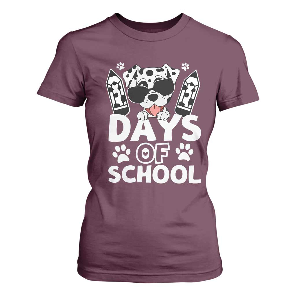 Funny 101 Days Of School Dalmatian Dog T Shirt For Women 100th Day Of School TS11 Maroon Print Your Wear