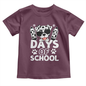 Funny 101 Days Of School Dalmatian Dog Toddler T Shirt 100th Day Of School TS11 Maroon Print Your Wear