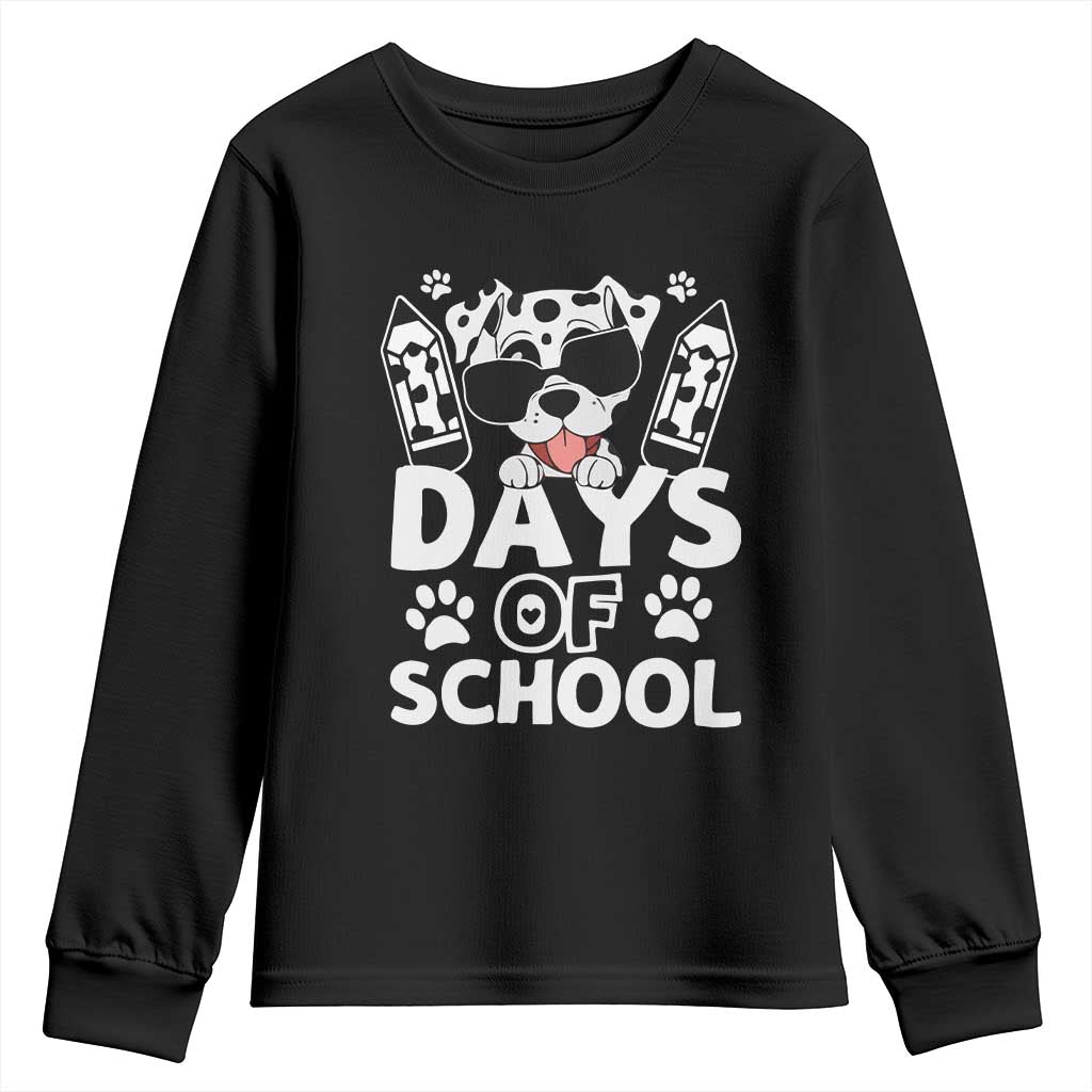 Funny 101 Days Of School Dalmatian Dog Youth Sweatshirt 100th Day Of School TS11 Black Print Your Wear