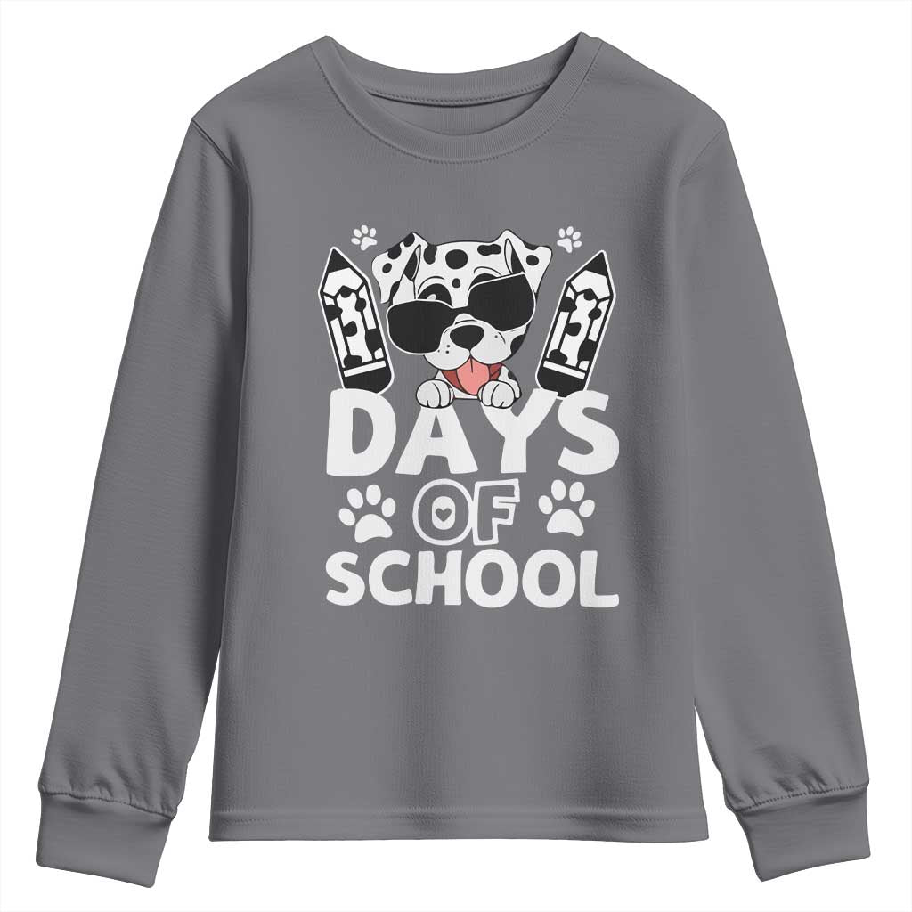 Funny 101 Days Of School Dalmatian Dog Youth Sweatshirt 100th Day Of School TS11 Charcoal Print Your Wear