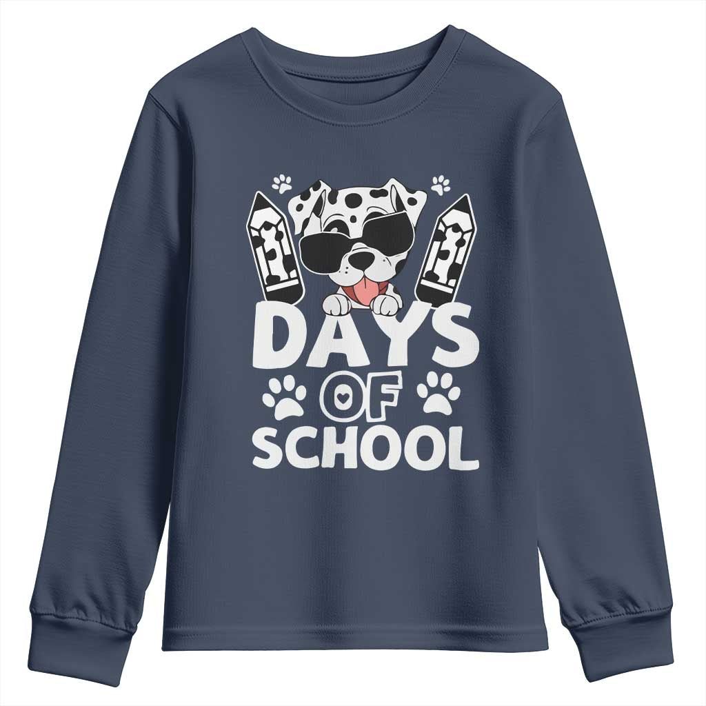 Funny 101 Days Of School Dalmatian Dog Youth Sweatshirt 100th Day Of School TS11 Navy Print Your Wear