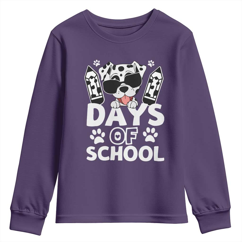 Funny 101 Days Of School Dalmatian Dog Youth Sweatshirt 100th Day Of School TS11 Purple Print Your Wear