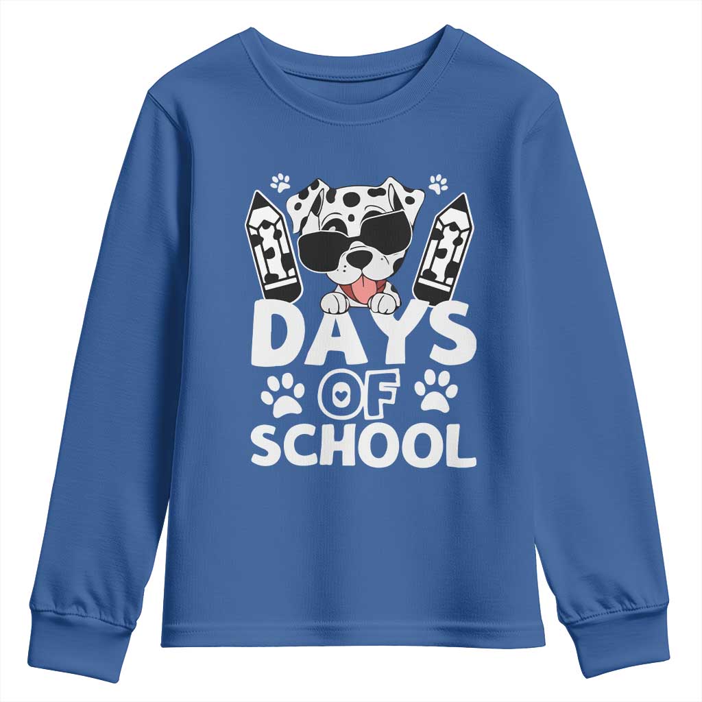 Funny 101 Days Of School Dalmatian Dog Youth Sweatshirt 100th Day Of School TS11 Royal Blue Print Your Wear