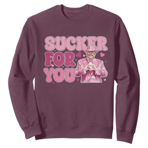 Funny Pink Trump Valentine's Day Sucker For You Sweatshirt Hearts TS11 Maroon Print Your Wear