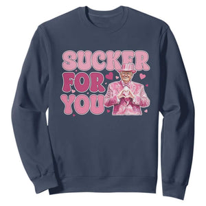 Funny Pink Trump Valentine's Day Sucker For You Sweatshirt Hearts TS11 Navy Print Your Wear
