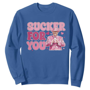 Funny Pink Trump Valentine's Day Sucker For You Sweatshirt Hearts TS11 Royal Blue Print Your Wear