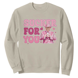 Funny Pink Trump Valentine's Day Sucker For You Sweatshirt Hearts TS11 Sand Print Your Wear