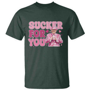 Funny Pink Trump Valentine's Day Sucker For You T Shirt Hearts TS11 Dark Forest Green Print Your Wear