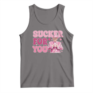 Funny Pink Trump Valentine's Day Sucker For You Tank Top Hearts TS11 Deep Heather Print Your Wear
