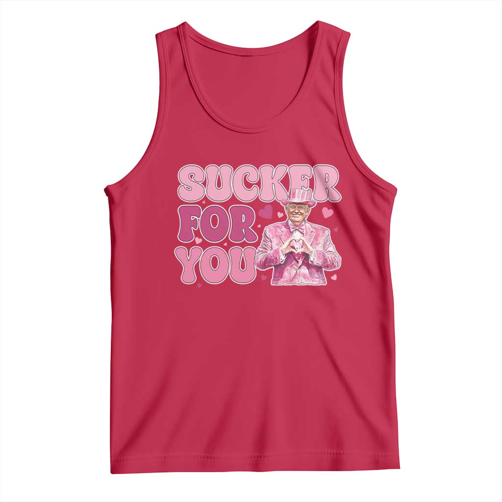 Funny Pink Trump Valentine's Day Sucker For You Tank Top Hearts TS11 Red Print Your Wear