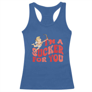 Funny Cupid Trump Valentine's Day I'm A Sucker For You Racerback Tank Top TS11 Royal Blue Print Your Wear