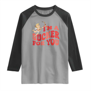 Funny Cupid Trump Valentine's Day I'm A Sucker For You Raglan Shirt TS11 Sport Gray Black Print Your Wear