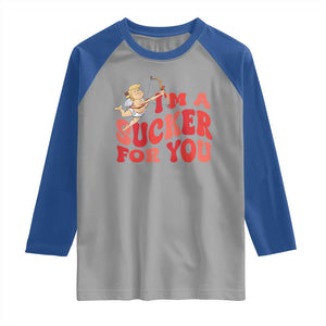 Funny Cupid Trump Valentine's Day I'm A Sucker For You Raglan Shirt TS11 Sport Gray Royal Print Your Wear