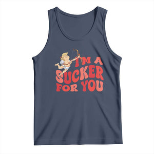 Funny Cupid Trump Valentine's Day I'm A Sucker For You Tank Top TS11 Navy Print Your Wear