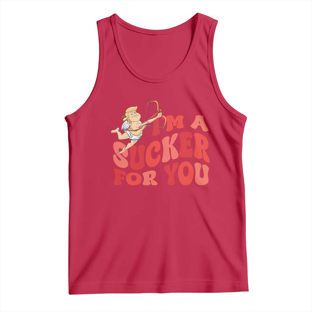Funny Cupid Trump Valentine's Day I'm A Sucker For You Tank Top TS11 Red Print Your Wear