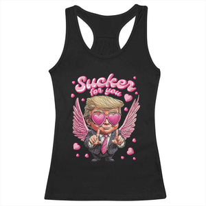 Funny Cupid Trump Valentine's Day Racerback Tank Top Sucker For You Cupid Hearts TS11 Black Print Your Wear